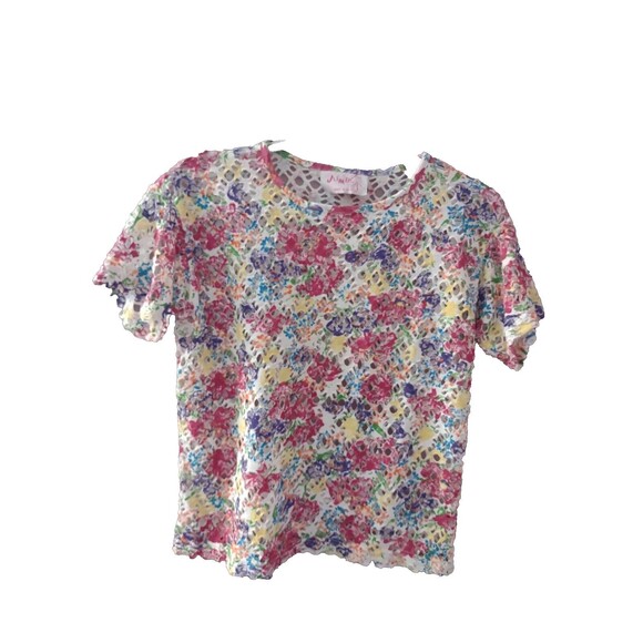 Vintage 80s/90s Textured Cutout Lace Floral Top Size Medium (10) - Picture 1 of 7